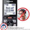 Panasonic Cordless Phone with Advanced Call Block, Link2Cell Bluetooth, One-Ring Scam Alert, and 2-Way Recording, Answering Machine, 5 Handsets - KX-TGF975B (Black/Silver Trim)