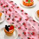 4 Pcs 29 X70 Inch Strawberry Shiny Glitter Tulle Table Cloth Pink Sheer Lace Tablecloth for Party Decorations Birthday Wedding Bridal Shower Party Home Kitchen Table Decor