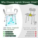 Swivel Shower Chair with Arms and Back, 450lbs Heavy Duty Shower Chair for Elderly and Disabled, Handicap Shower Chairs for Inside Shower Stool & Bath Tub Seat for Adults