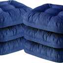 Chair Cushions for Dining Chairs, Dining Chair Cushions, Tufted Indoor Chair Pads with Ties & Non Slip Backing, Seat Cushions for Kitchen Chairs 16.5 x 16.5 x 3.5, Set of 6, Navy Blue