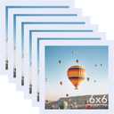 6x6 Picture Frame Set of 6 for Wall Hanging or Tabletop, 6 x 6 Square Wall Gallery Poster Photo Frame with Shatter Resistant Plexiglass, 6 Pack, White