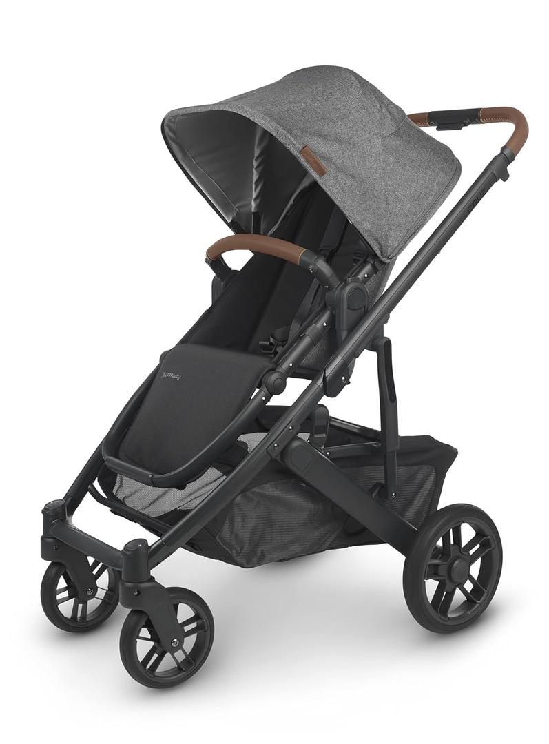 UPPAbaby Cruz V2 Stroller/Full-Featured Stroller with Travel System Capabilities/Toddler Seat, Bumper Bar, Bug Shield, Rain Shield Included/Greyson (Charcoal Mlange/Carbon Frame/Saddle Leather)