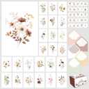 Decorably 50 Pack 4x6in Blank Floral Cards with Envelopes and Stickers, 25 Beautiful Designs Flower Note Cards, Blank Inside - Birthday, Wedding, Bridal Shower