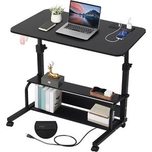 Standing Desk for Bedroom, Small Space, Office Desk Adjustable, Stand Up Laptop, Portable Rolling Desk 31.5 Inch Black C