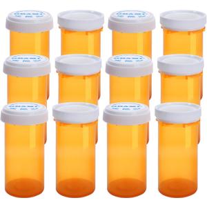 Plastic Empty Pill Bottles with Double Sided Use (Child Resistant & Easy Open) Caps - Medicine Container Pill Case Dispenser Organizers (40 Dram, 12pcs)