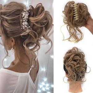 Hair Piece, Super Long Tousled Updo Hair Bun Extensions Wavy Hair Wrap Ponytail Hairpieces Hair Scrunchies with Elastic Hair Pieces for Women Girls