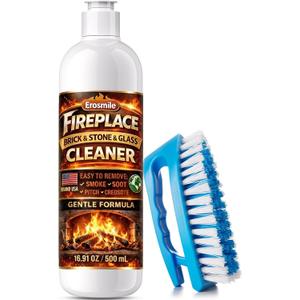 Fireplace Cleaning Set Fireplace Soot Remover with Scrub Brush for Brick, Stone, Rock, Tile, and Marble Nonabrasive Brick Cleaner, Gentle Formula for Bricks & Glass Indoor and Outdoor -16.91 oz