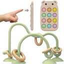 Baby High Chair Suction Toys Teething Chew - Baby Teething Toys Silicone Teethers Table Toys, Food Grade Silicon for 6 12 18 Months (RPinkBeige)