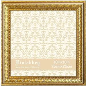 VIOLABBEY 10x10 Picture Frame Gold, Vintage Photo Frame for Wall or Tabletop Display, Classic Design for Office Home Decor