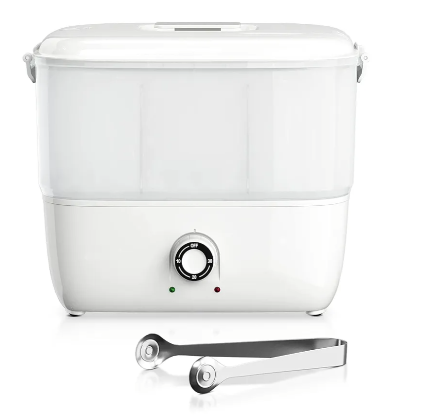 White Square Towel Steamer with Towel Clamp
