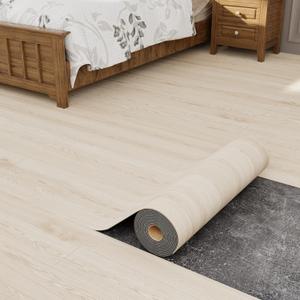 Oxdigi Peel and Stick Vinyl Flooring 2 Rolls 23"x 393"/128 Sq.Ft, Self Adhesive Vinyl Floor Tiles Wood Plank Flooring Waterproof Wear-Resistant for Any Room, Easy DIY Floor Coverings, Light Wood