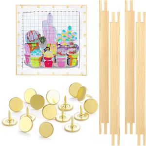 Glooglitter 2 Sets Stretcher Bars for Needlework with Thumb Tacks Regular Needlepoint Stretcher Bars Wooden Canvas Stretcher Bars for Embroidery Stitch Frame Set Bundle with Crafts (10 Inch)