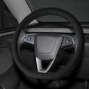 Microfiber Leather Universal 14.5-15 inch Steering Wheel Cover,Easy to Install Non-Slip Breathable Steering Wheel Protector Black