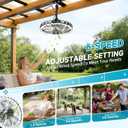 20" IP65 Waterproof Outdoor Ceiling Fan with Light, Plug-in Caged Design, 3CCT Dimmable & 6-Speed Adjustment for Patio Porch Pergola