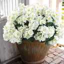 Hananona Artificial Geranium Flowers for Outdoors Geranium Silk Flowers Outdoor UV Resistant Garden Plants Faux Flowers for Home Kitchen Table Centerpieces Decor (12, White)