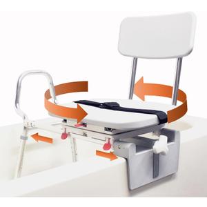 Tub-Mount Sliding Tub Transfer Bench with Swivel Seat, Space-Saving Design