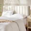 Hearth & Harbor Upholstered Queen Headboard - Easy Assemble Channel Stitched Headboard Queen Size - Wall Mounted Headboards with 3D Soundproof Wall Panels Peel & Stick Floating Headboards, Off White