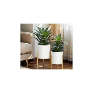 2 Vase With 2 3-Leg Planter Gold Small and Big