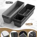 Canfanni 13 Pack Plastic Drawer Organizers Set, 3 Sizes Desk Drawer Organizer Trays for Vanity and Makeup Organizer, Organization and Storage for Makeup, Kitchen Utensils, Bathroom and Office(Black)