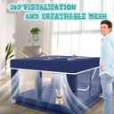 XVISHX 42x42 Inch Puppy Playpen with Cover, Dog Playpen for Puppies or Small Dogs, Pet Fence for Indoor & Outdoor, Sturdy Safety DogPen with Thickened Fabric, High-Strength Nylon Wire Mesh, Blue