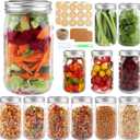 PINIWON Wide Mouth Mason Jars 32 oz with Airtight Lids and Bands, 12 Pack Quart Canning Jars, Clear Glass Mason Jars for Canning, Pickling, Preserving, Meal Prep, DIY Projects