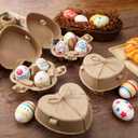 FoldTier 200 Pcs Heart Shaped Eggs Cartons 3 Count Natural Paper Pulp Egg Cartons with Jute Rope Reusable Cardboard Storage Baskets Holder Tray for Kitchen Easter Holiday Gifts Market Farm
