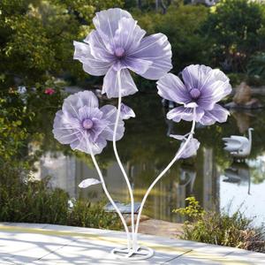 Giant Flowers for Decoration with Stand, Floor Standing Oversized Large Organza Flowers Decor, Giant Artificial Flowers for Wedding Decorations, Shop Window Display, Banquet, Garden Party (Purple)