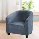 MIFXIN Tub Chair Slipcover Velvet High Stretch Club Chair Cover Spandex Elastic Armchair Couch Cover Sofa Furniture Protector for Living Room Hotel Bar Counter (Grey Blue)