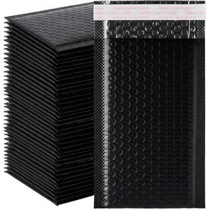 4x8 Inches Black Bubble Mailers 100 Pack, Self-Seal Waterproof Padded Envelopes for Small Business, Shipping & Packaging Supplies for Cards, Jewelry (Usable Size 4x7")