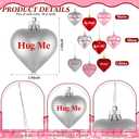 Geosar 30 Pack Conversation Heart Ornaments Valentines Day Decorations, Glitter Matte Heart Shaped Hanging Baubles for Christmas Tree Wedding Home Decor (Red,Silver,Pink)
