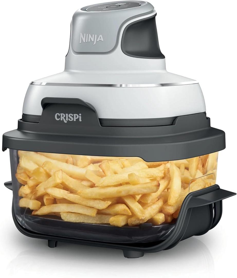 Ninja Crispi 3-in-1 Portable Cooking System-1500W Compact Air Fryer, 4 QT Borosilicate Glass, Lid, Crisper Plate, Oil-Free Frying, Easy Storage, Cook, Serve & Store -White Ninja Crispi 3-in-1 Portable Cooking System-1500W Compact Air Fryer, 4 QT Borosilicate Glass, Lid, Crisper Plate, Oil-Free Frying, Easy Storage, Cook, Serve & Store -White