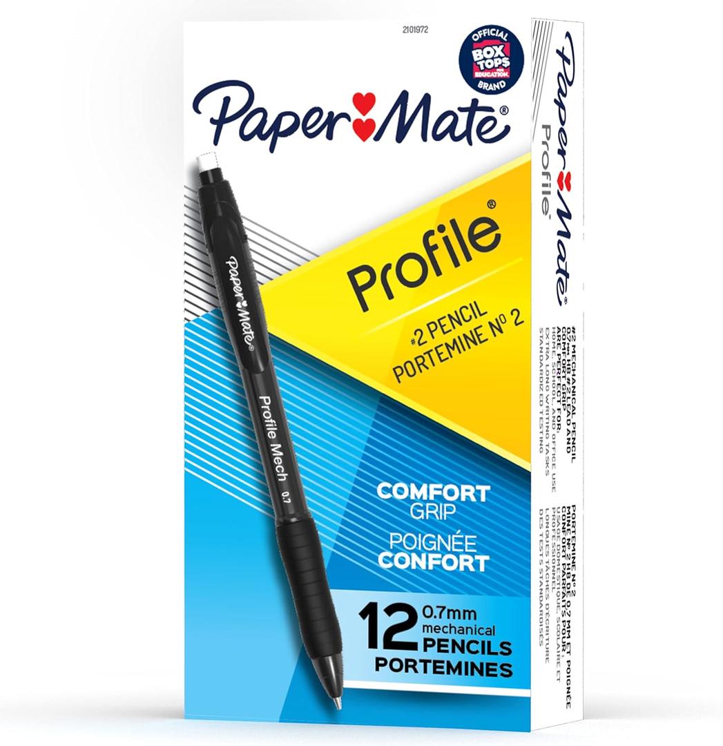 Paper Mate Profile Mech Mechanical Pencil 0.7mm #2 Pencil Lead Great for Office Supplies Classroom Supplies Drawing Pencils Sketching Pencils Black 12 Count