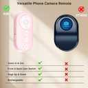Wireless Camera Remote Control with Zoom for iPhone & iPad, Versatile Shutter with Front/Rear Camera Switch for Photo & Video, Smartphone Remote Clicker for TikTok