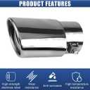 Stainless Steel Car Exhaust Tail Pipe Tip, 2.5" Inlet 3.3" Outlet Chrome-Plated Finish Tailpipe Exhaust Tip, Adjustable Car Modification Tail Throat Tail Pipe for Most Cars (Silver, Straight)