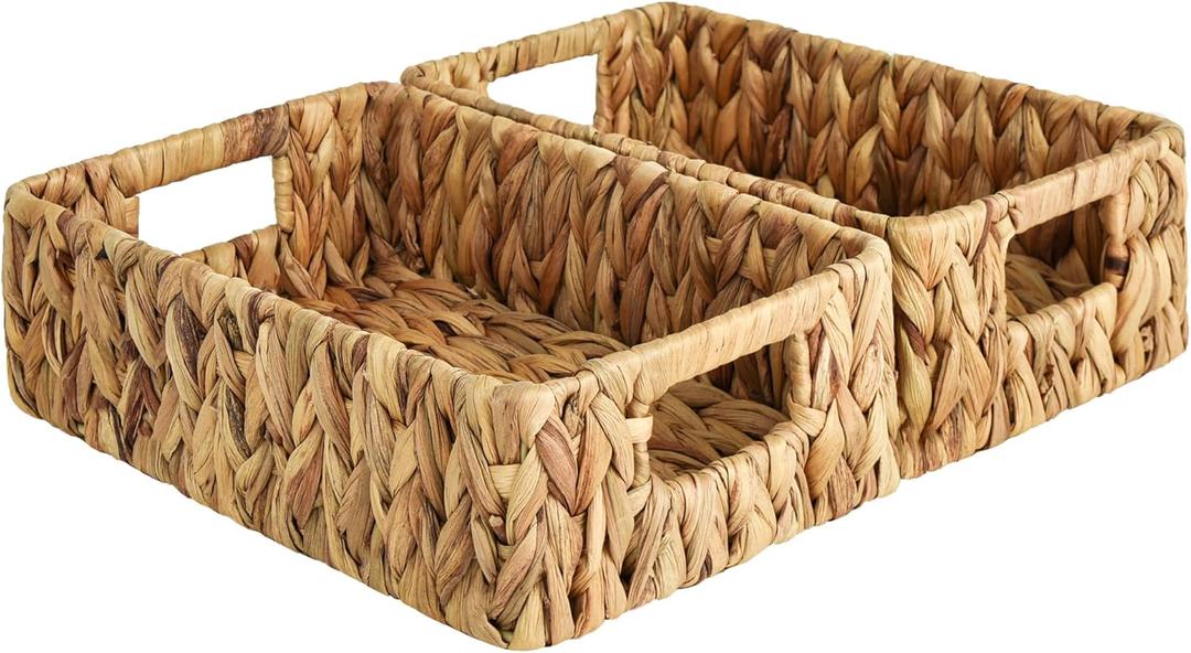 StorageWorks Water Hyacinth Baskets, Small Wicker Baskets for Organizing in Kitchen and Bathroom, 2-Pack (Small 2-Pack, Natural (Water Hyacinth))