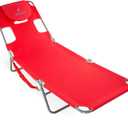 Ostrich Beach Lounge Chair, Folding & Reclining Outdoor Chaise Lounger, Red - Portable Adjustable Recliner Chair for Lawn, Pool, Patio, Garden, and Yard