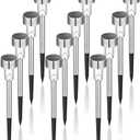 GIGALUMI Solar Lights Outdoor Waterproof, 12 Pack, Stainless Steel LED Solar Garden Lights for Patio, Lawn, Yard and Landscape, Cold White