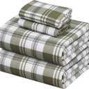 ZOYER Flannel Sheets Queen Size - 100% Cotton Double Brushed Bed Sheets, Deep Pockets 16 Inches Queen Sheet Set, All Seasons Breathable & Extra Soft - Warm & Cozy, 4 Piece, Moss