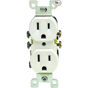 Residential Grade Duplex Receptacle 15 Amp 10 Pack White