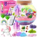 JOYEEMAX Unicorn Light-Up Terrarium Kit for Kids - LED Night Light Birthday Gift for Girls Ages 4 5 6 7 8-12 Year Old - Unicorn Toys for Girls - DIY Arts and Crafts Kit for Kids