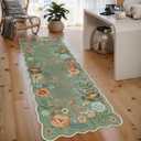 Lahome Floral Runners for Hallways, 2X6 Kitchen Runner Rug Ultra-Thin Soft, Non-Slip Hallway Rug Stain Resistant Boho Low-Pile Carpet for Laundry Bathroom Bedroom(2x6ft,Green)