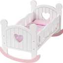 ROBUD Wooden Baby Doll Crib, Baby Doll Bed Toys, Fits Up to 18 Inch Doll Accessories, Small