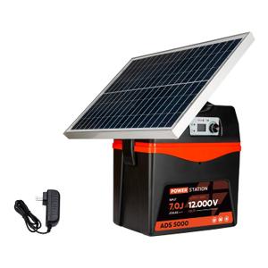 Solar Electric Fence Charger - 5 Joule Fence Energizer 25W Solar Panel Fence Energizer 12V Battery 100Miles Range Electric Fence Energizer Ideal for Livestock, Poultry, Large Animals