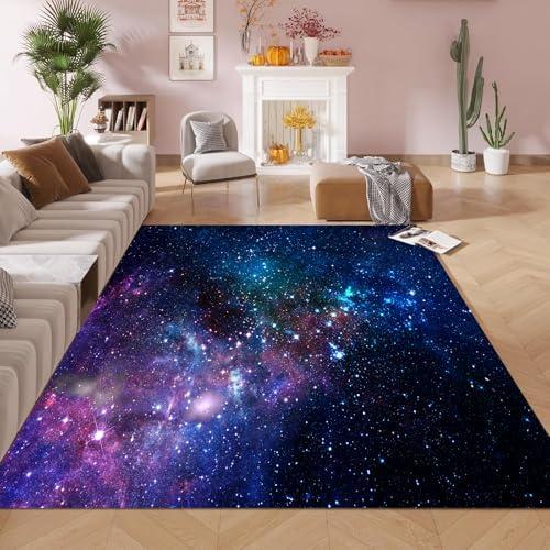 kxry 2 * 3 Feet Galaxy Soft Area Rugs for Kids Girls Boys Blue and Purple Outer Space Starry Sky Universe Floor Carpet for Living Room Bedroom Dorms Nursery Rooms Home Decor Aesthetic