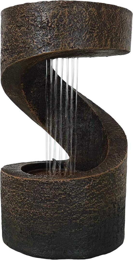 Sunnydaze Winding Showers Tabletop Water Fountain - 14 Inch Relaxing Indoor Desktop Water Fountain with LED Lights - Office, Bedroom, Living Room