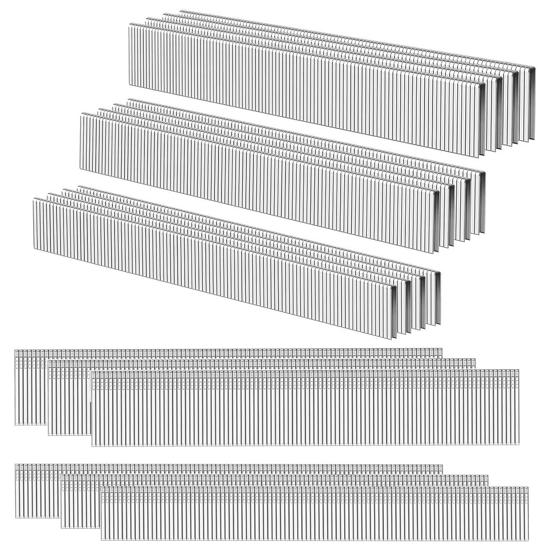 HW HAMWOO 18 Gauge 1800PCS,1/4" Narrow Crown Staples (1/2"- 400; 3/4"- 400; 1"- 400) and Brad Nails (5/8"-300,3/4"-300), Suitable for Most Brand of 18 Gauge Stapler