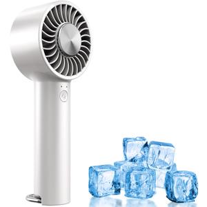 Portable Ice Cooling Handheld Fan with Semiconductor Cooling Plate, USB Rechargeable Personal Turbo Mini Hand Held Fan that Blow Cold Air, 5 Speeds Ice Cooler, Gift for Womens, Mens, Travel, Outdoor (White) Portable Ice Cooling Handheld Fan with Semiconductor Cooling Plate, USB Rechargeable Personal Turbo Mini Hand Held Fan that Blow Cold Air, 5 Speeds Ice Cooler, Gift for Womens, Mens, Travel, Outdoor (White)