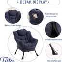 Tiita Modern Large Accent Chair with Ottoman, Navy, Comfy Leisure Sofa Armchair with Ottoman, Reading Chair with Footrest for Bedroom, Living Room, Dorm Rooms