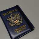 TOURSUIT RFID Blocking Passport Holder for Women Men, Leather Passport Travel Wallet with 3D Metal Badge, Travel Document Holder Cover Accessories (Dark Blue)