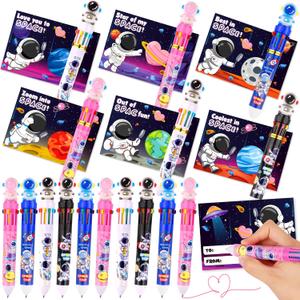 24 Pack Valentines Day Gifts for Kids Classroom Multicolor Ballpoint Pen with Valentines Day Cards for Kids School, Valentines for Kids Classroom Class Exchange Gifts Prize Party Favors for Boys Girls